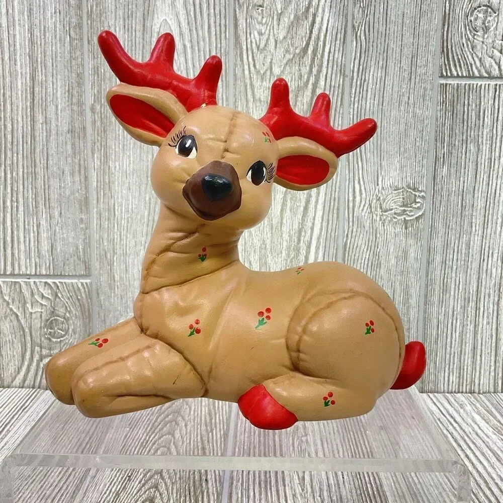 Vintage Hand Painted Kimple Molds Christmas Reindeer Set 6 1988